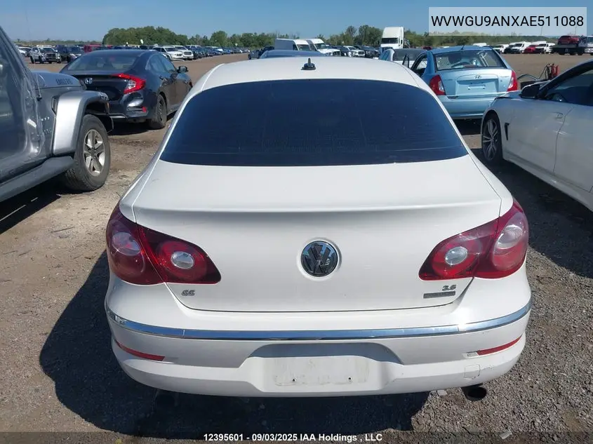 2010 Volkswagen Passat Cc Highline V6 VIN: WVWGU9ANXAE511088 Lot: 12395601