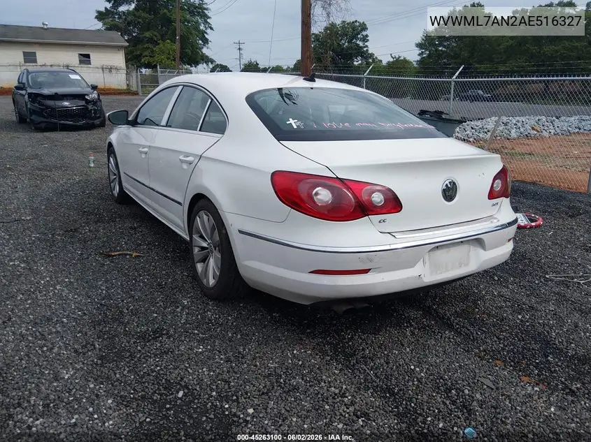 2010 Volkswagen Cc Sport VIN: WVWML7AN2AE516327 Lot: 45263100