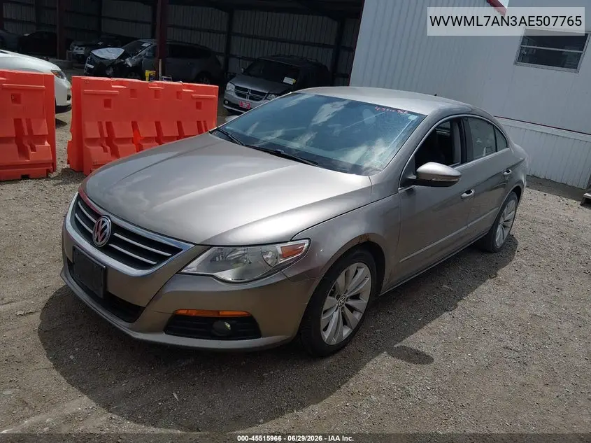 2010 Volkswagen Cc Sport VIN: WVWML7AN3AE507765 Lot: 45515966