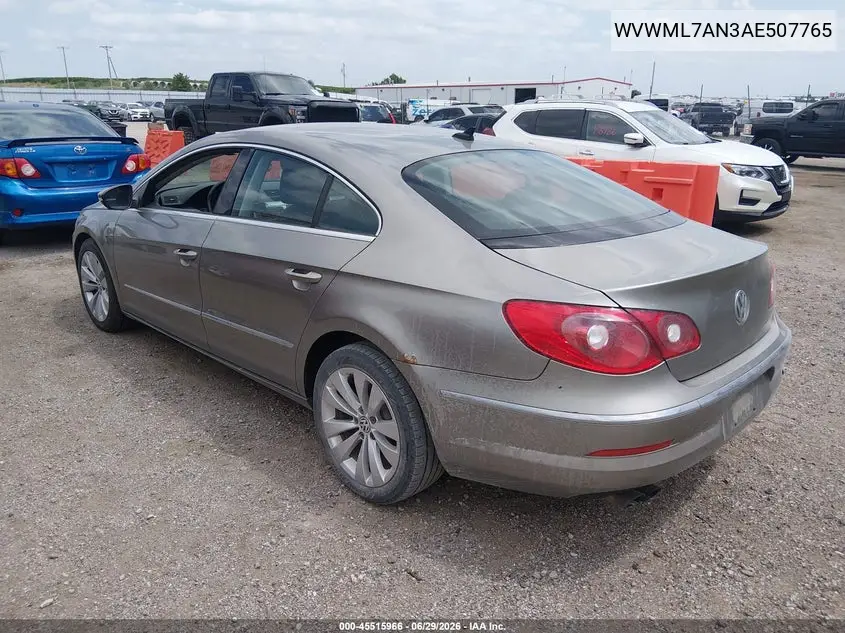 2010 Volkswagen Cc Sport VIN: WVWML7AN3AE507765 Lot: 45515966