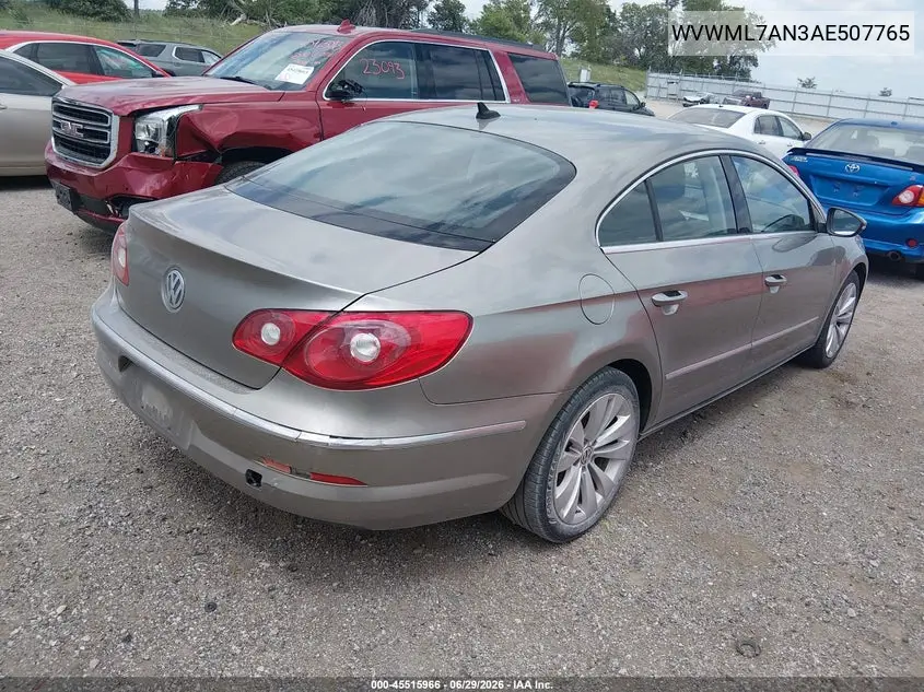 2010 Volkswagen Cc Sport VIN: WVWML7AN3AE507765 Lot: 45515966