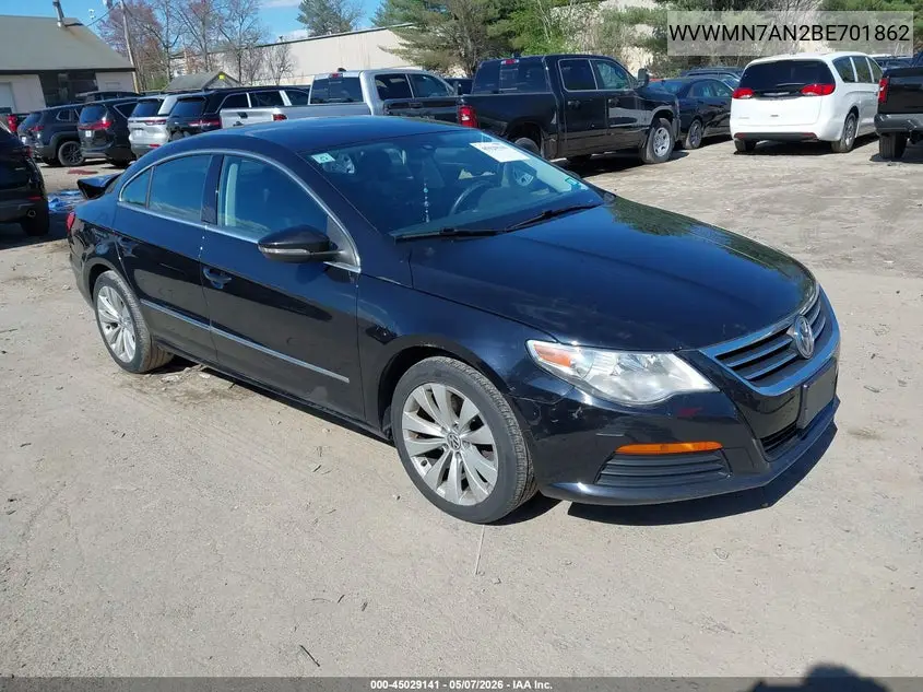 2011 Volkswagen Cc Sport VIN: WVWMN7AN2BE701862 Lot: 45029141