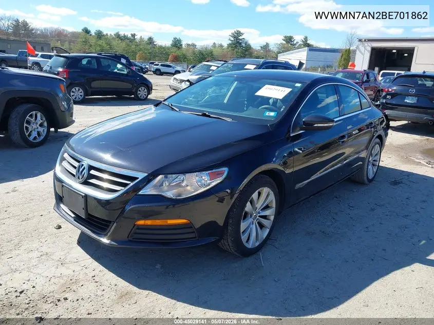 2011 Volkswagen Cc Sport VIN: WVWMN7AN2BE701862 Lot: 45029141