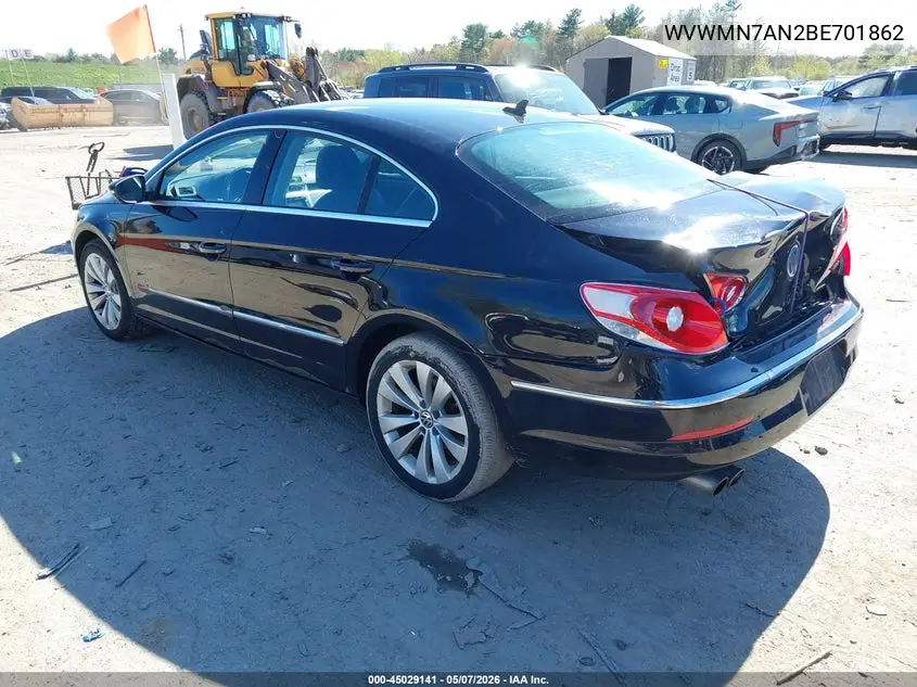 2011 Volkswagen Cc Sport VIN: WVWMN7AN2BE701862 Lot: 45029141