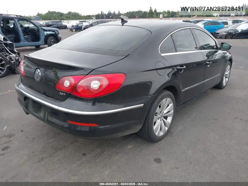 2011 Volkswagen Cc Sport VIN: WVWNP7AN2BE728431 Lot: 45262201