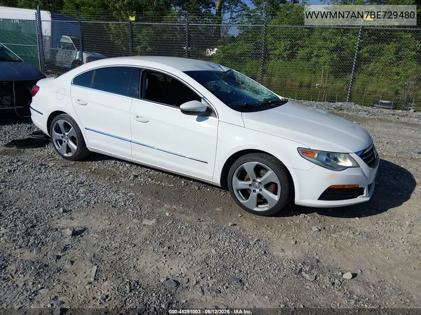 2011 Volkswagen Cc Sport VIN: WVWMN7AN7BE729480 Lot: 45291003