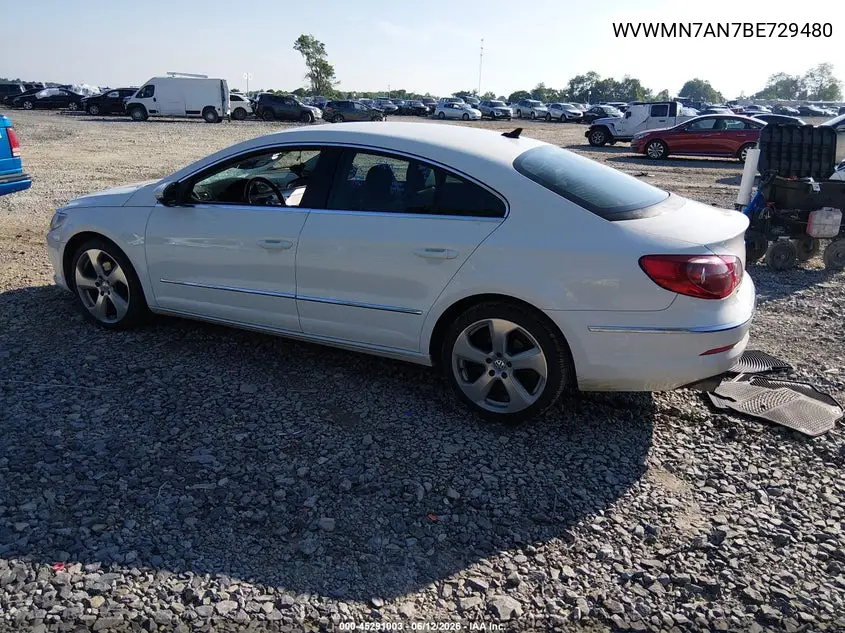 2011 Volkswagen Cc Sport VIN: WVWMN7AN7BE729480 Lot: 45291003