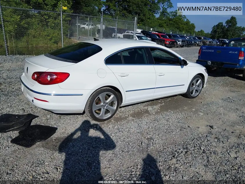 2011 Volkswagen Cc Sport VIN: WVWMN7AN7BE729480 Lot: 45291003