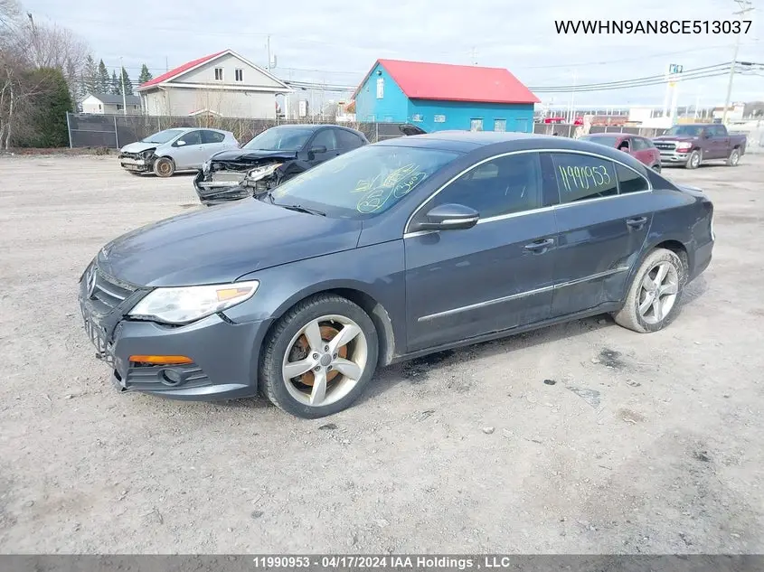 2012 Volkswagen Passat Cc VIN: WVWHN9AN8CE513037 Lot: 11990953X