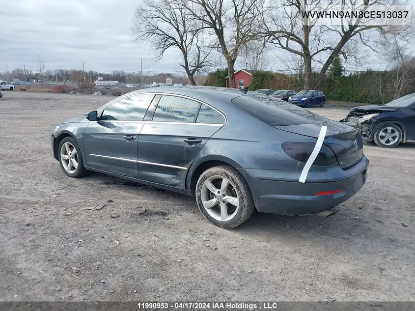 2012 Volkswagen Passat Cc VIN: WVWHN9AN8CE513037 Lot: 11990953X