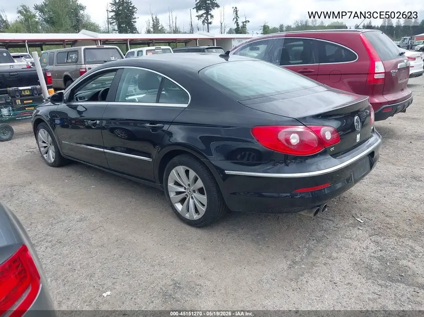 2012 Volkswagen Cc Sport VIN: WVWMP7AN3CE502623 Lot: 45151270