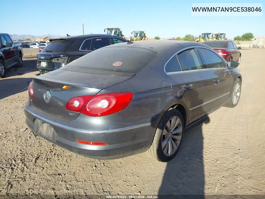 2012 Volkswagen Cc Sport VIN: WVWMN7AN9CE538046 Lot: 45183242