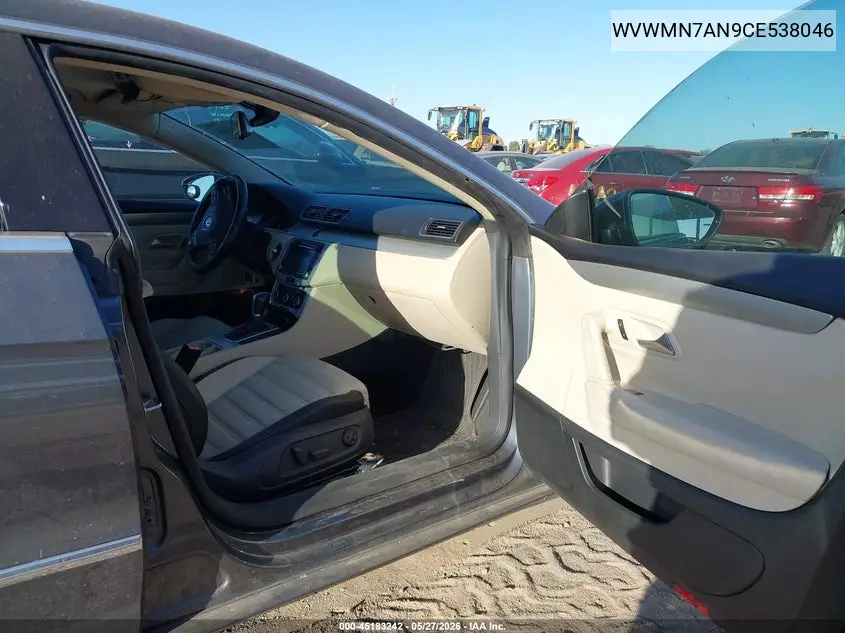 2012 Volkswagen Cc Sport VIN: WVWMN7AN9CE538046 Lot: 45183242