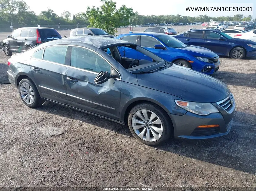 2012 Volkswagen Cc Sport VIN: WVWMN7AN1CE510001 Lot: 45215580