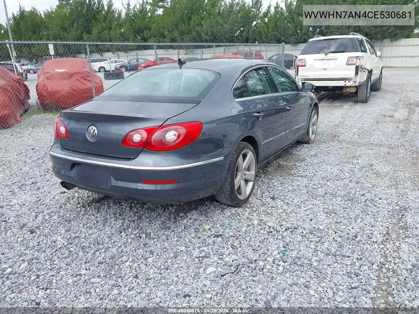 2012 Volkswagen Cc Lux Plus VIN: WVWHN7AN4CE530681 Lot: 45248875