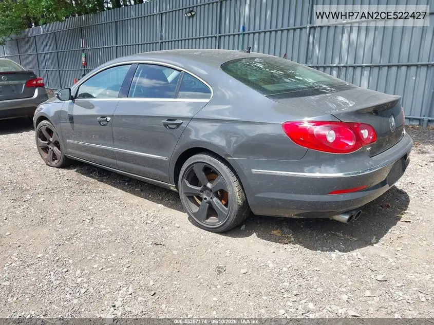 2012 Volkswagen Cc Lux VIN: WVWHP7AN2CE522427 Lot: 45357174