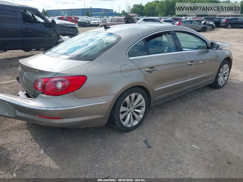 2012 Volkswagen Cc Sport VIN: WVWMP7ANXCE510833 Lot: 45434051