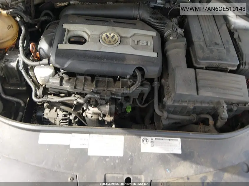 2012 Volkswagen Cc Sport VIN: WVWMP7AN6CE510148 Lot: 45439565