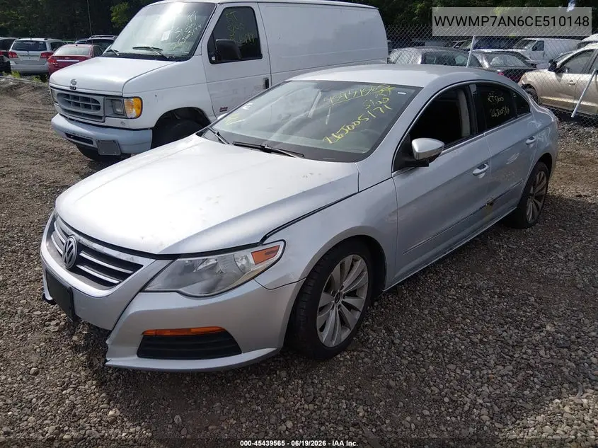 2012 Volkswagen Cc Sport VIN: WVWMP7AN6CE510148 Lot: 45439565