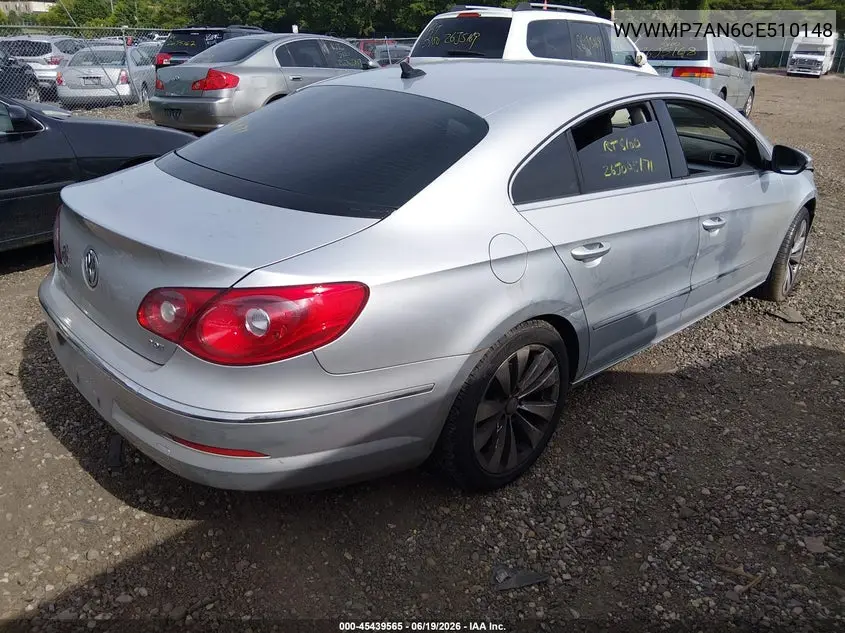 2012 Volkswagen Cc Sport VIN: WVWMP7AN6CE510148 Lot: 45439565