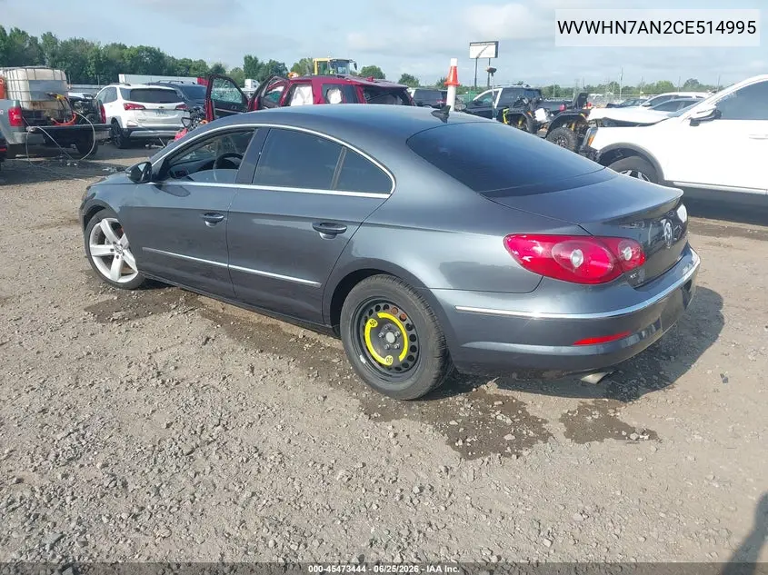 2012 Volkswagen Cc Lux VIN: WVWHN7AN2CE514995 Lot: 45473444