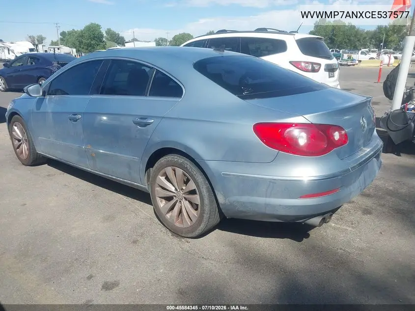 2012 Volkswagen Cc Sport/R-Line VIN: WVWMP7ANXCE537577 Lot: 45584345