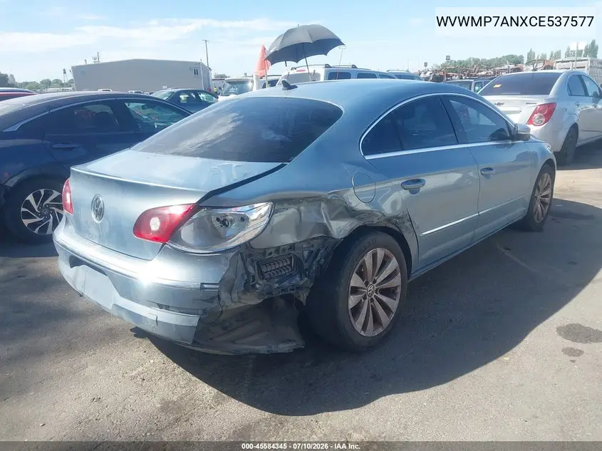 2012 Volkswagen Cc Sport/R-Line VIN: WVWMP7ANXCE537577 Lot: 45584345