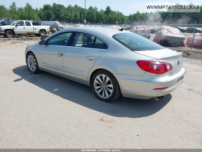 2012 Volkswagen Cc Sport VIN: WVWMP7AN1CE513068 Lot: 45624304