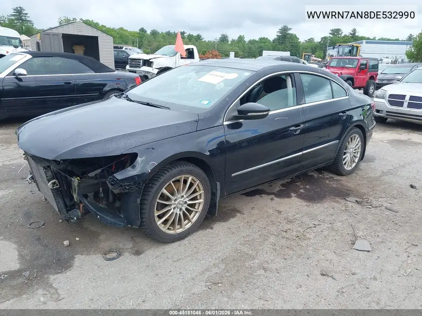 2013 Volkswagen Cc 2.0T Lux VIN: WVWRN7AN8DE532990 Lot: 45181046