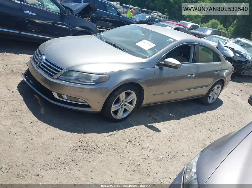 2013 Volkswagen Cc 2.0T Sport VIN: WVWBN7AN8DE532540 Lot: 45273766