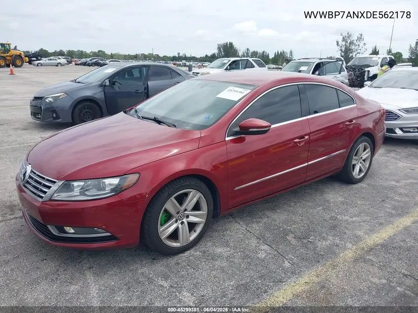 2013 Volkswagen Cc 2.0T Sport VIN: WVWBP7ANXDE562178 Lot: 45299381
