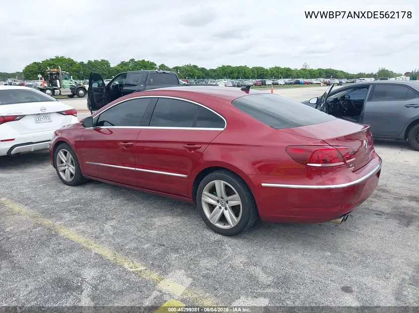 2013 Volkswagen Cc 2.0T Sport VIN: WVWBP7ANXDE562178 Lot: 45299381