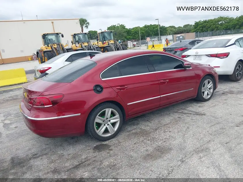 2013 Volkswagen Cc 2.0T Sport VIN: WVWBP7ANXDE562178 Lot: 45299381