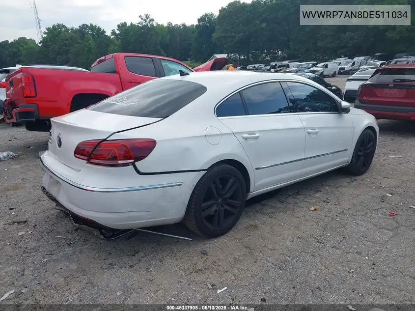 2013 Volkswagen Cc 2.0T Lux VIN: WVWRP7AN8DE511034 Lot: 45337905