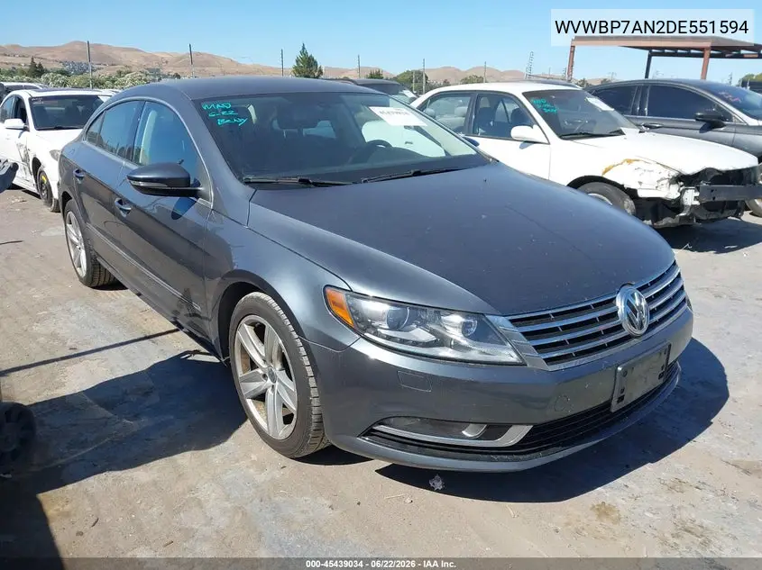 2013 Volkswagen Cc 2.0T Sport VIN: WVWBP7AN2DE551594 Lot: 45439034