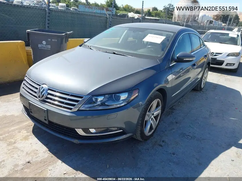 2013 Volkswagen Cc 2.0T Sport VIN: WVWBP7AN2DE551594 Lot: 45439034