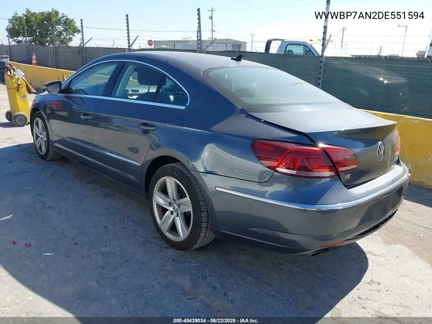 2013 Volkswagen Cc 2.0T Sport VIN: WVWBP7AN2DE551594 Lot: 45439034