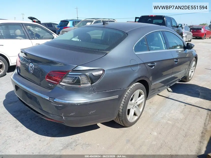2013 Volkswagen Cc 2.0T Sport VIN: WVWBP7AN2DE551594 Lot: 45439034