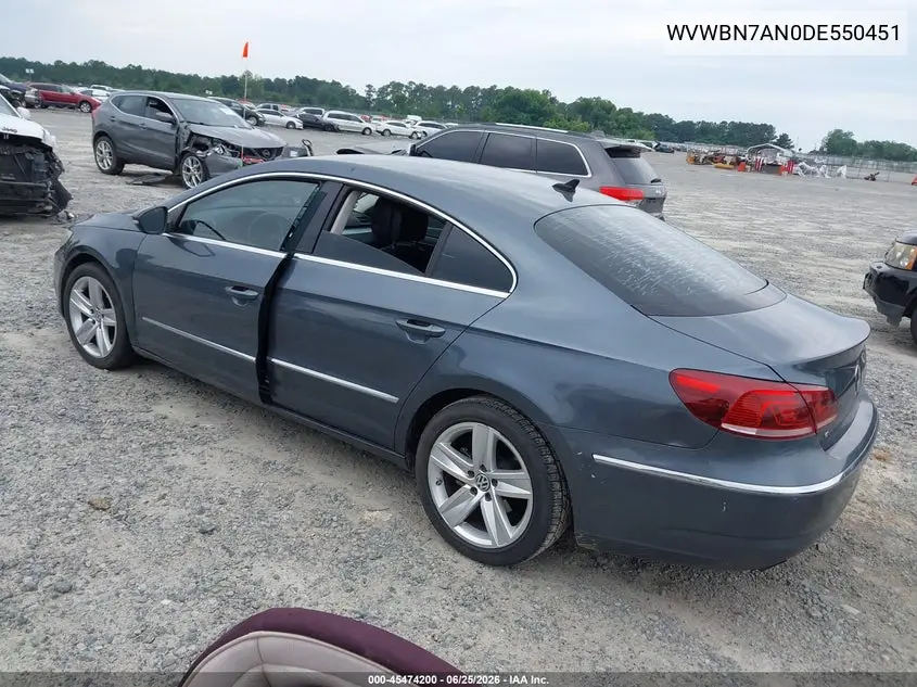 2013 Volkswagen Cc 2.0T Sport VIN: WVWBN7AN0DE550451 Lot: 45474200