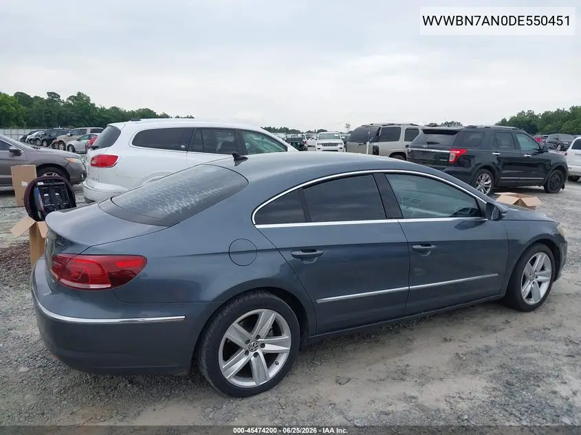 2013 Volkswagen Cc 2.0T Sport VIN: WVWBN7AN0DE550451 Lot: 45474200