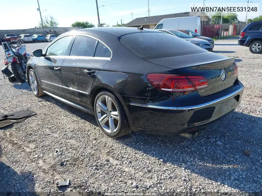 2014 Volkswagen Cc 2.0T R-Line VIN: WVWBN7AN5EE531248 Lot: 45018675