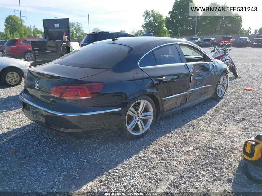 2014 Volkswagen Cc 2.0T R-Line VIN: WVWBN7AN5EE531248 Lot: 45018675