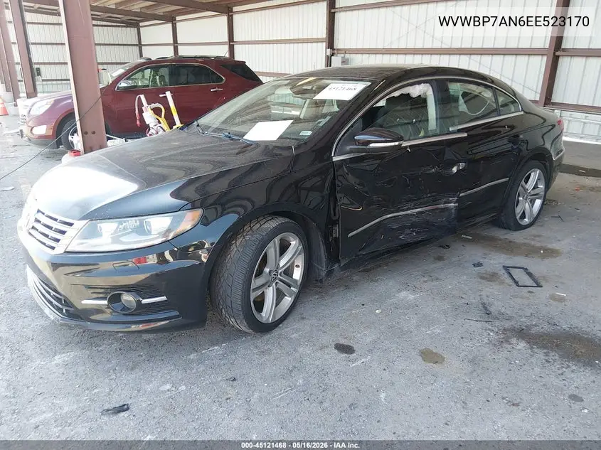 2014 Volkswagen Cc 2.0T R-Line VIN: WVWBP7AN6EE523170 Lot: 45121468