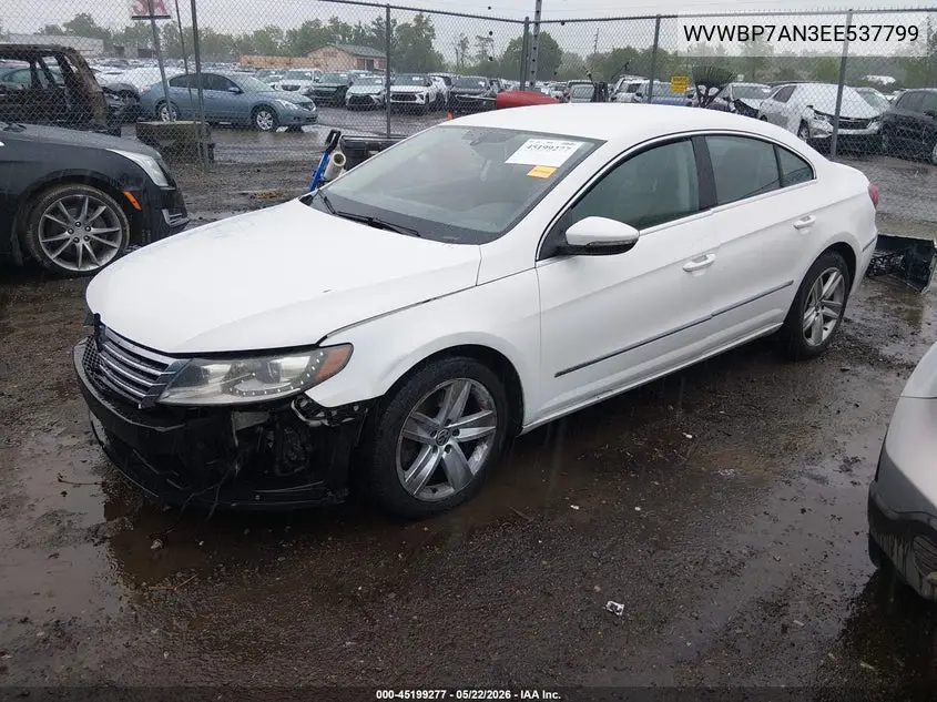 2014 Volkswagen Cc 2.0T Sport VIN: WVWBP7AN3EE537799 Lot: 45199277