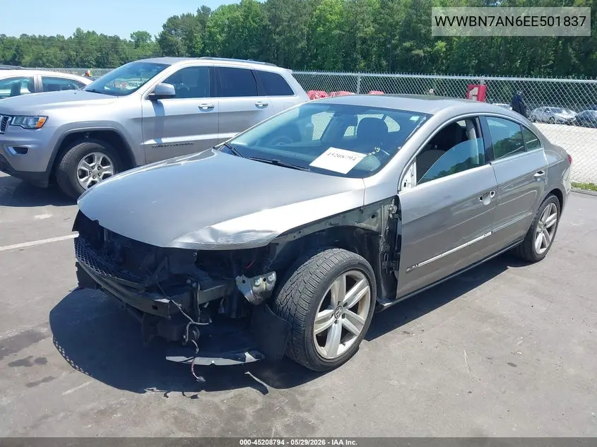 2014 Volkswagen Cc 2.0T Sport VIN: WVWBN7AN6EE501837 Lot: 45208794
