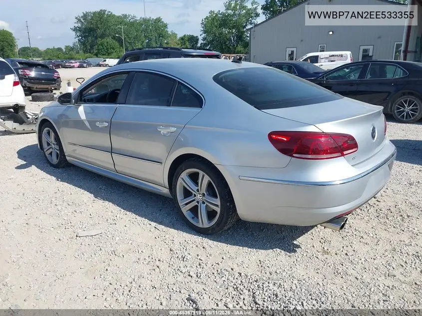 2014 Volkswagen Cc 2.0T R-Line VIN: WVWBP7AN2EE533355 Lot: 45367919