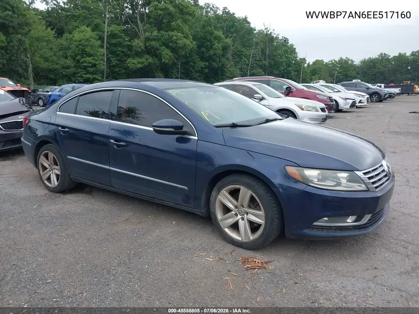 2014 Volkswagen Cc 2.0T Sport VIN: WVWBP7AN6EE517160 Lot: 45558805