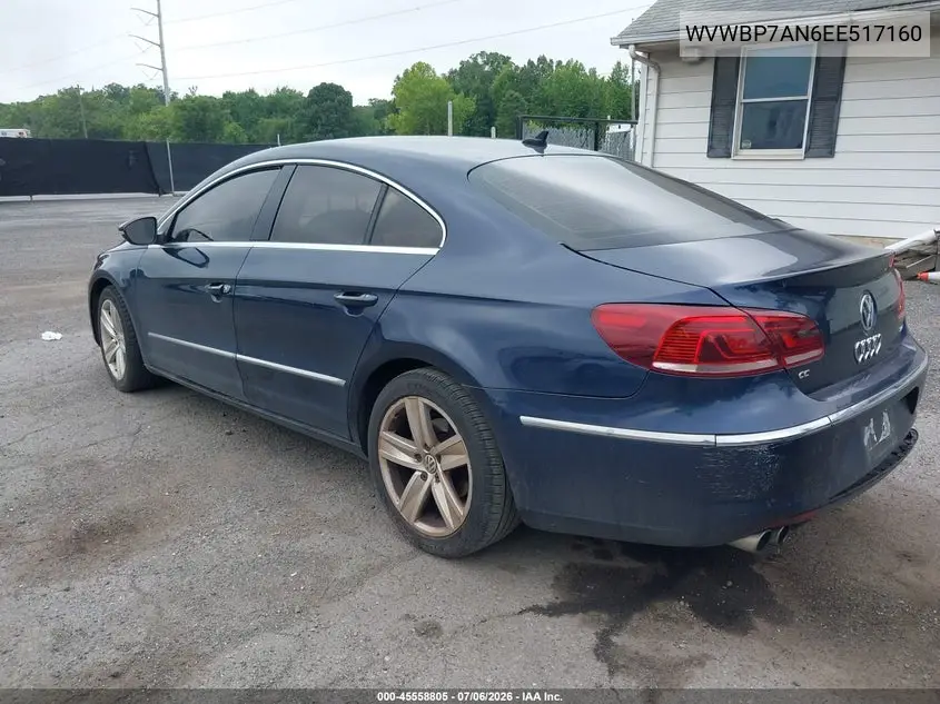 2014 Volkswagen Cc 2.0T Sport VIN: WVWBP7AN6EE517160 Lot: 45558805