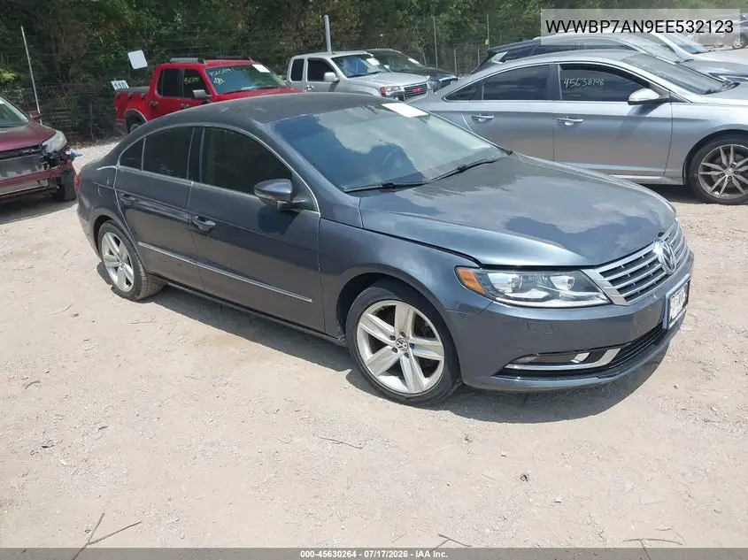 2014 Volkswagen Cc 2.0T Sport VIN: WVWBP7AN9EE532123 Lot: 45630264