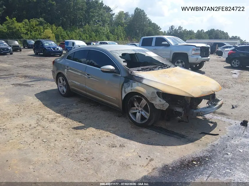 2015 Volkswagen Cc 2.0T Sport VIN: WVWBN7AN2FE824722 Lot: 45511177
